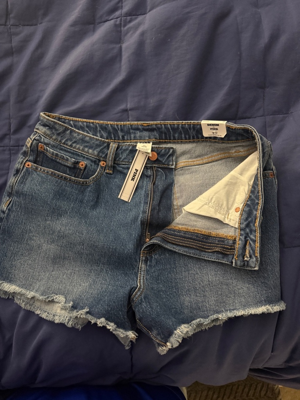 Pink brand new size 12 Denim Cutoff Shorts in Medium Blue